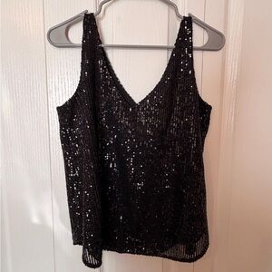 LOFT Black Sequin Camisole